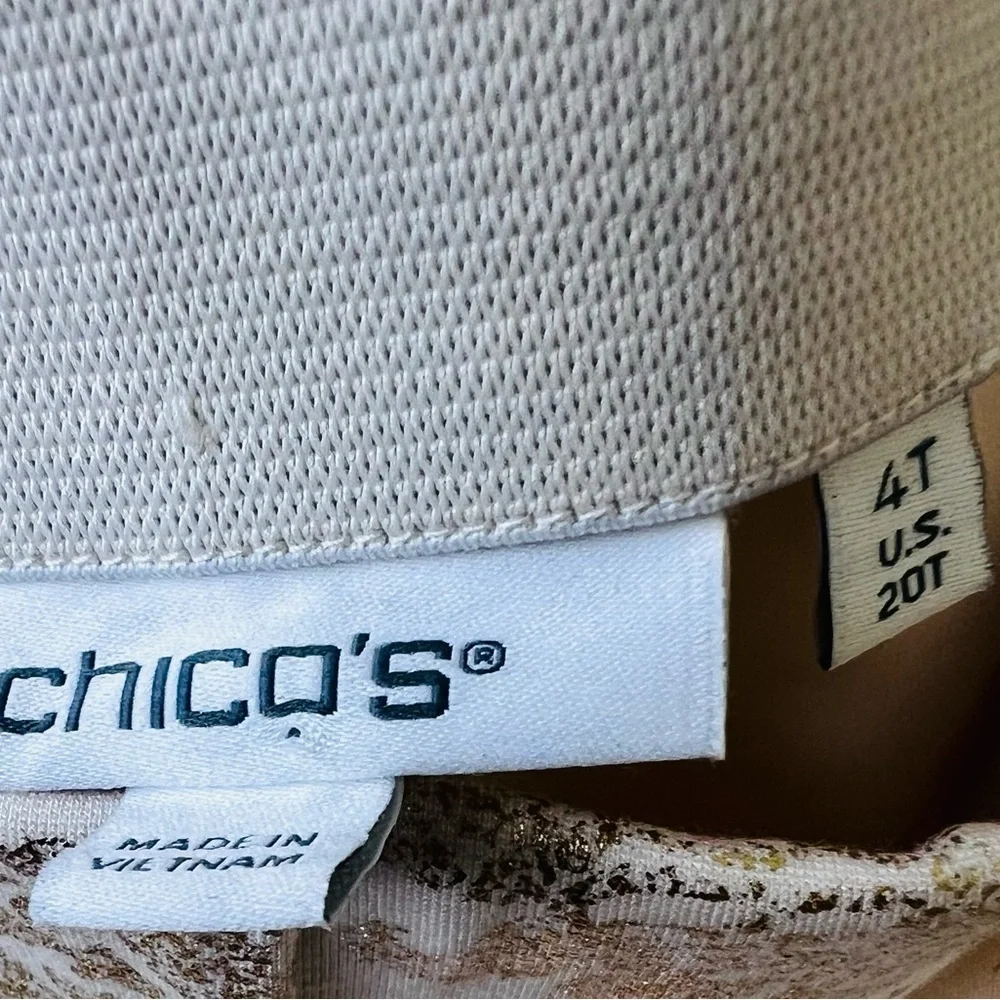 Chicos Pants Cream Juliet Golden Foiled XXL